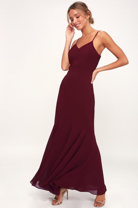 We Belong Together Burgundy Maxi Dress - Lulus