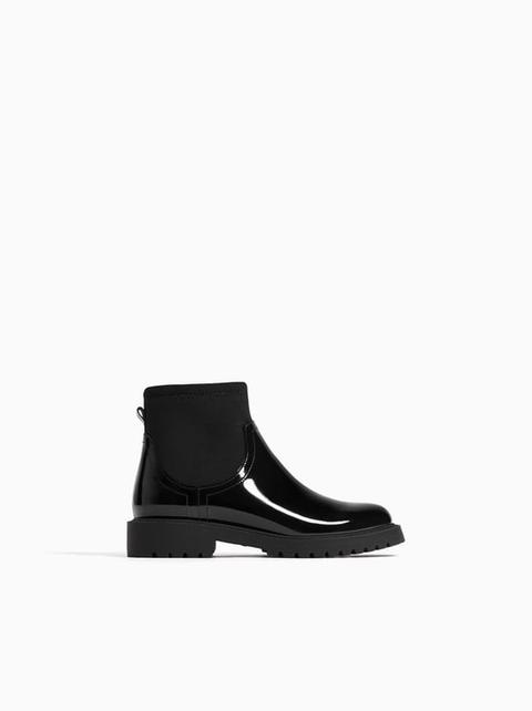 Botin Charol Combinado Negro