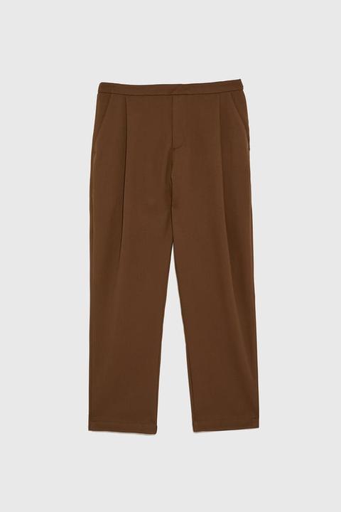 Textured Pleated Pants
