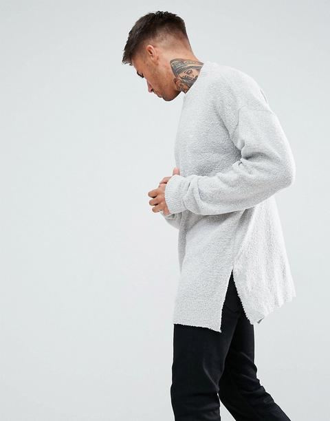 Boohooman - Maglione Oversize In Bouclé Grigio - Grigio