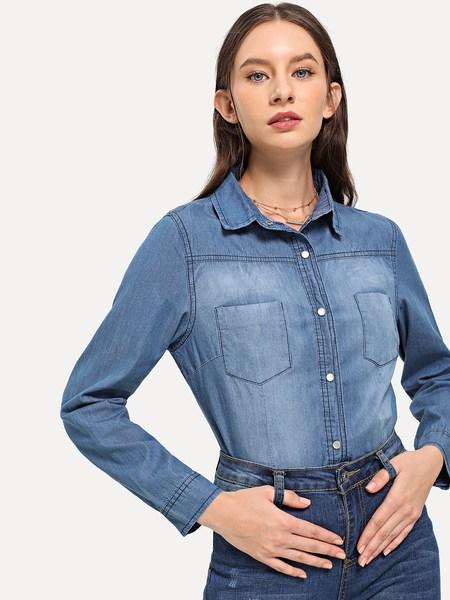 Camicia In Denim Sbiadita