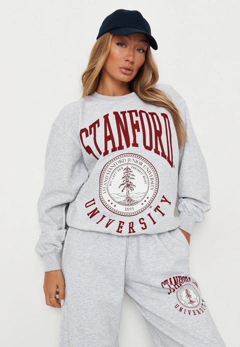 Grey Marl Stanford Graphic Oversized Sweatshirt, Grey