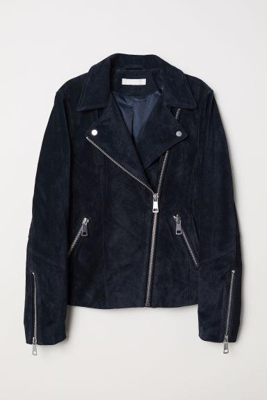 H & M - Giubbotto Biker Scamosciato - Blu