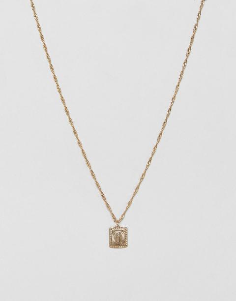 Asos Design Neckchain With Sovereign Medallion In Gold Tone