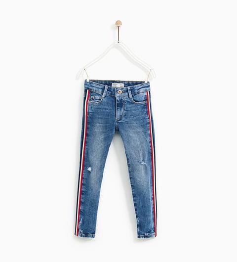 Jeans Con Striscia Laterale