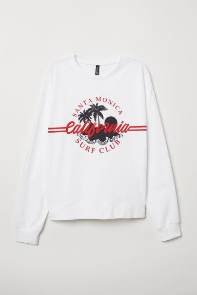 H & M - Printed Sweatshirt - White