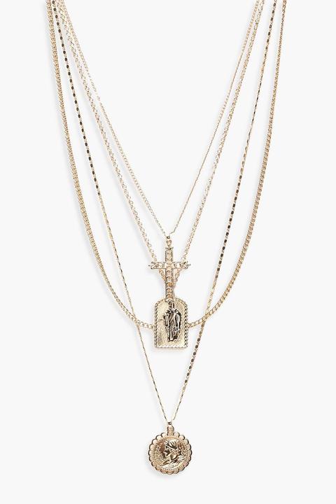 Womens Cross Sovereign Coin Layered 