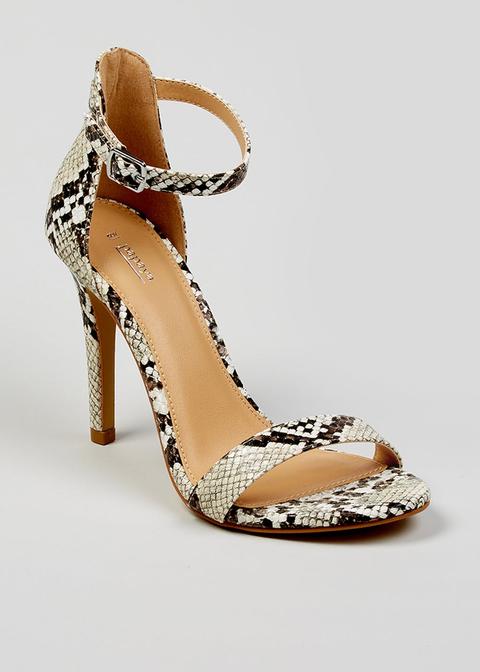 snakeskin barely there heels