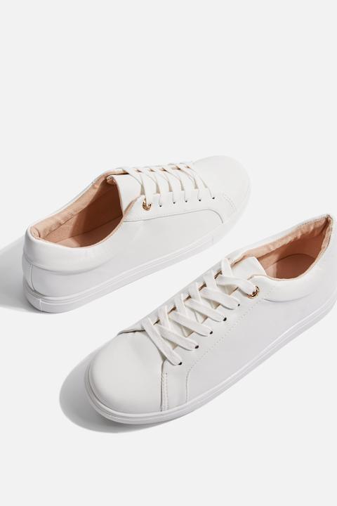 Womens Cookie Lace Up Trainers - White, White