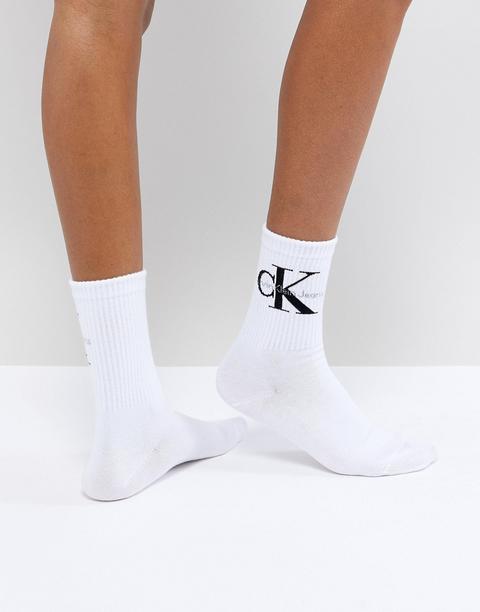 Calcetines Cortos Con Logo De Calvin Klein Jeans-blanco