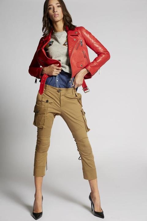 Cotton Multipockets Sexy Cropped Flare Pants