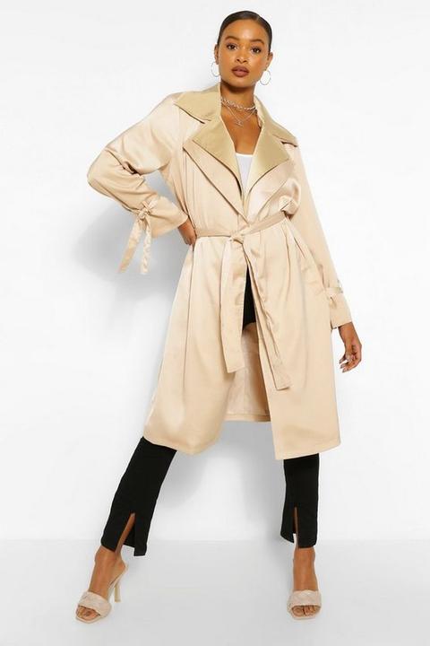 Womens Double Layer Oversized Trench Coat - Beige - 6, Beige