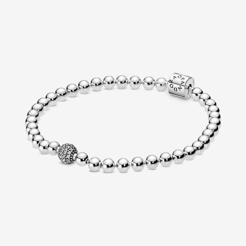 Pandora Pulsera De Cuentas Y Pavé En Plata De Ley