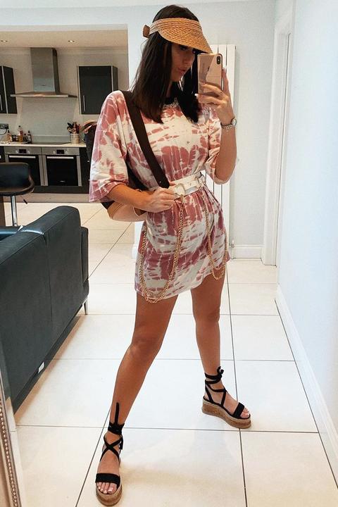 Mauve Tie Dye Oversized T-shirt Dress - Avriella