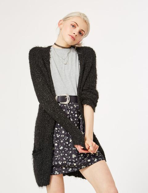 Black Popcorn Knit Cardigan