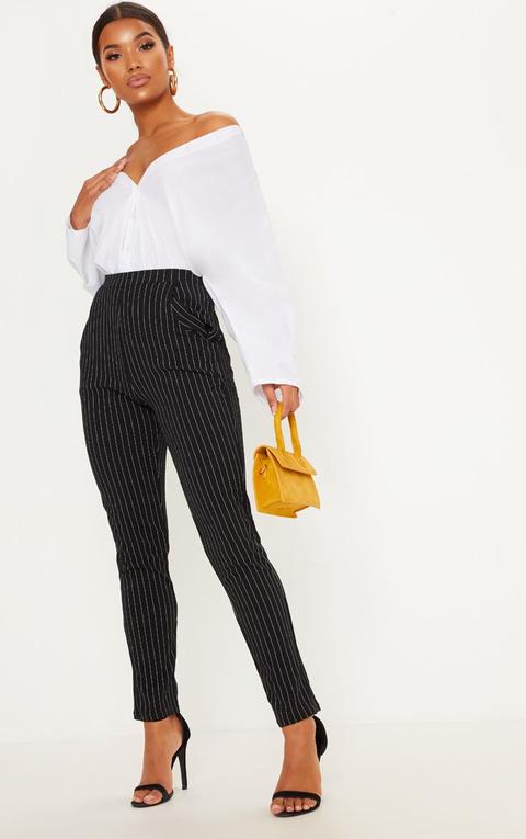 Monochrome Pinstripe Skinny Trousers