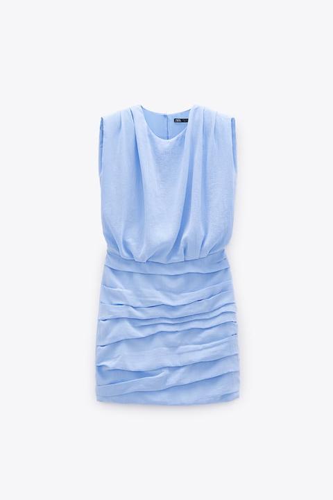 zara draped dress with shoulder pads