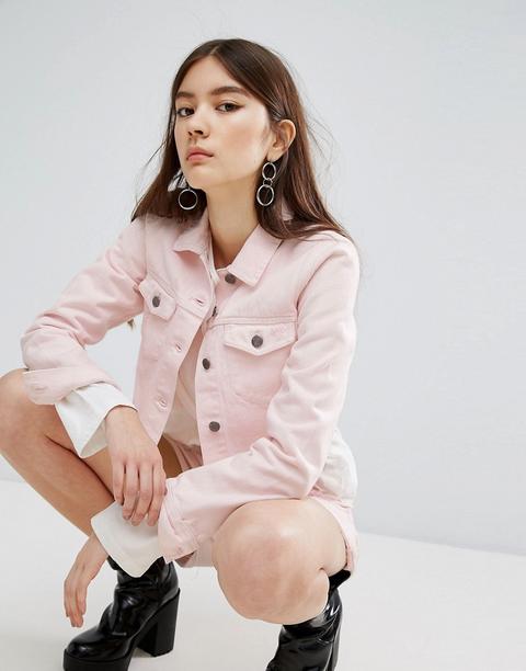 Chaqueta Rosa Deshilachada Con Estilo Corto De Dr Denim