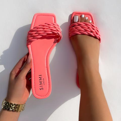 Tinsley Pink Twist Strap Flat Sandals