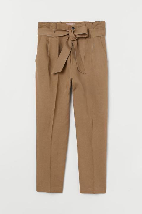 H & M+ Pantalón Paper Bag - Beis