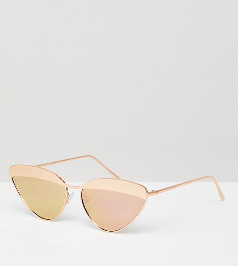 Asos Design Metal Rose Gold Cat Eye Sunglasses With Laid In Metal Highbrow