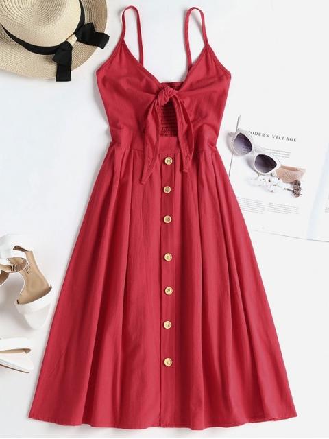Vestido De Tirante Fino Con Lazo Delantero Valentine Red
