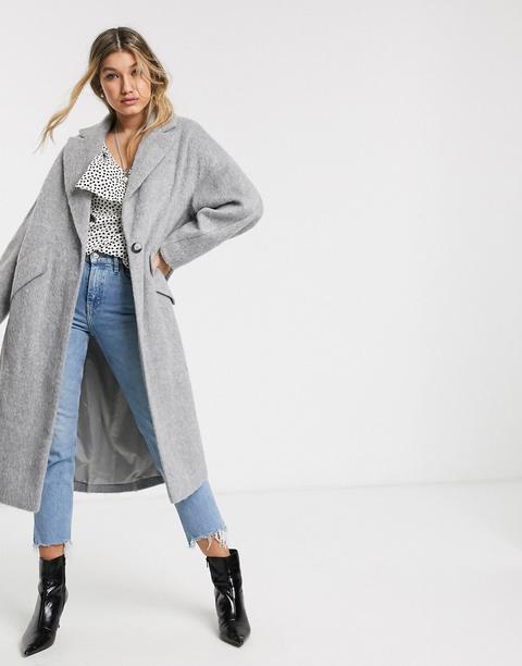 Topshop Textured Tailored Coat In Grey