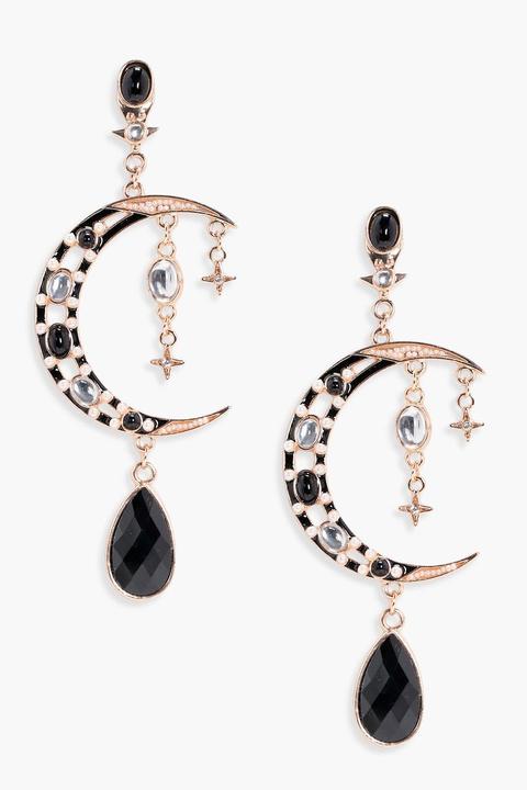 Statement Moon And Star Beaded Earrings