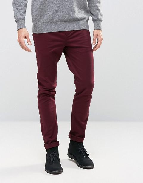 Chinos Pitillo En Burdeos De Asos