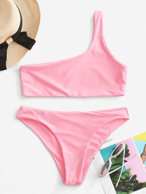 Conjunto De Bikini De Un Hombro Peacock Blue Light Blue White Rubber Ducky Yellow Black Red Pink Tea Green