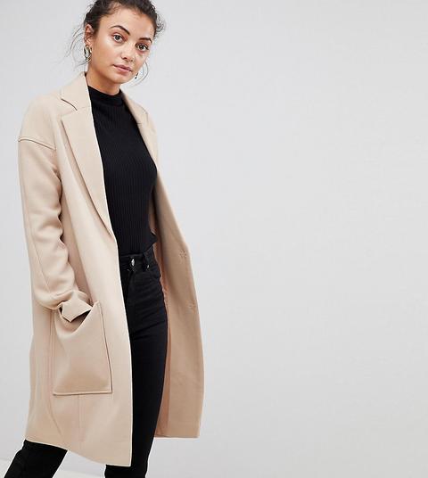 Asos Tall - Cappotto In Crêpe Con Tasche - Pietra