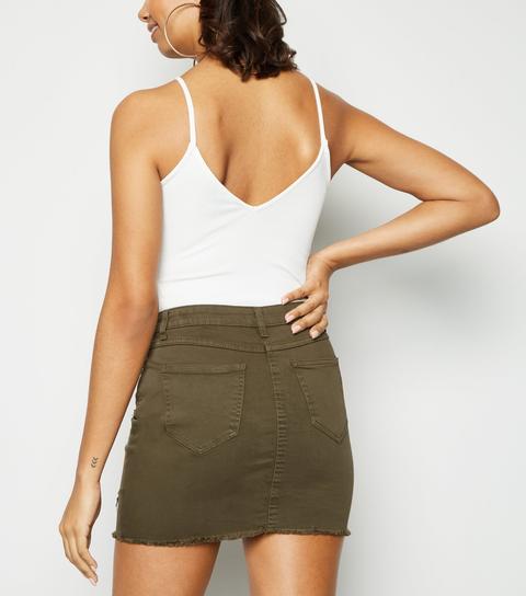 khaki ripped skirt