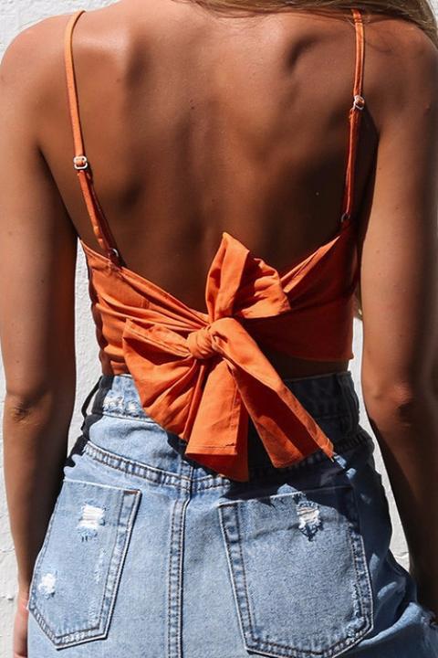 Back Bow Cami Crop Top