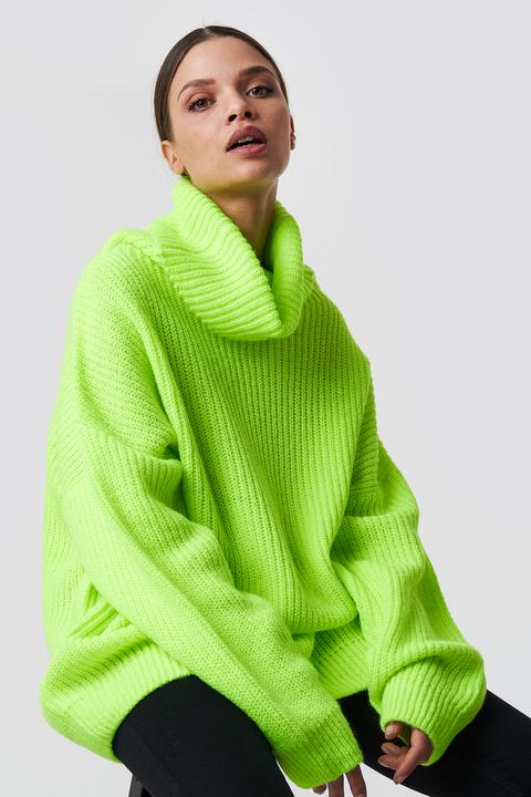 Na-kd Trend Neon Oversized Sweater - Green