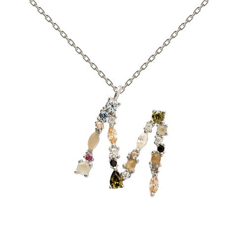 Letter M Silver Necklace