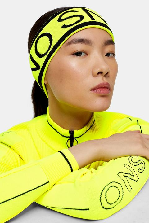 TOPSHOP SNO Neon Yellow Logo Ski Headband 