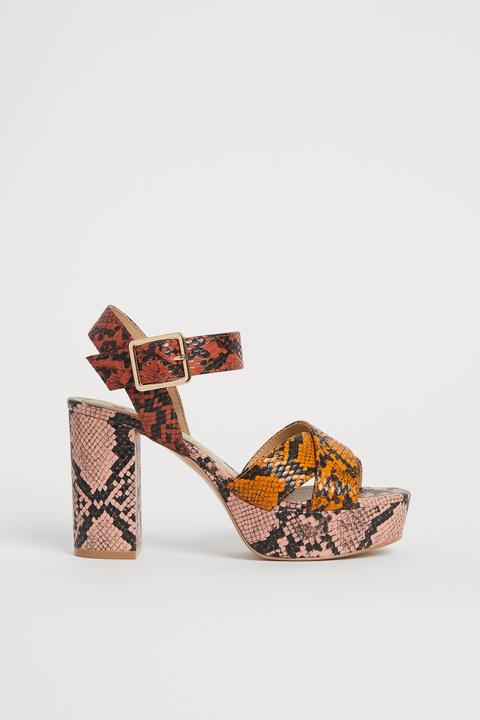 Sandalias De Plataforma - Naranja