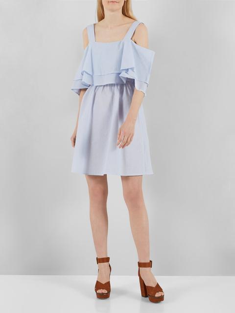 Y.a.s | Gestreiftes Cold-shoulder-plissee-minikleid