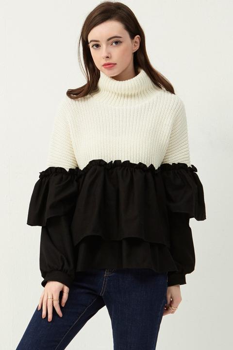 Stella Color Block High Neck Pullover