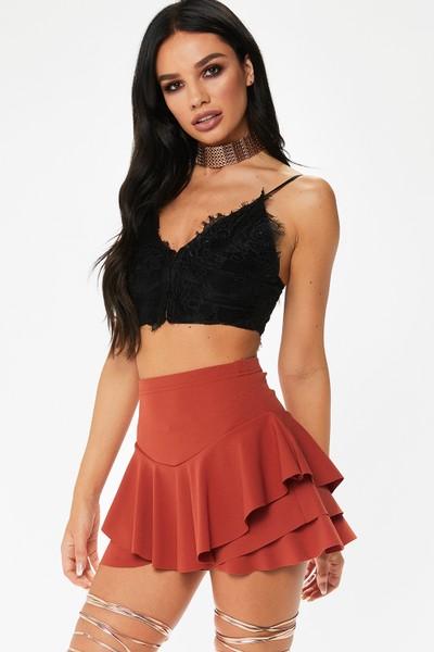 Gemma Rust Layered Frill Mini Shorts