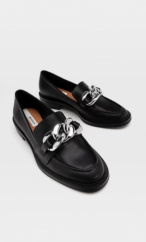 Stradivarius Mocassins Avec Chaîne Noir 39