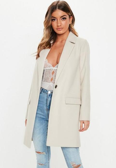 Nude Front Button Slim Coat, Nude