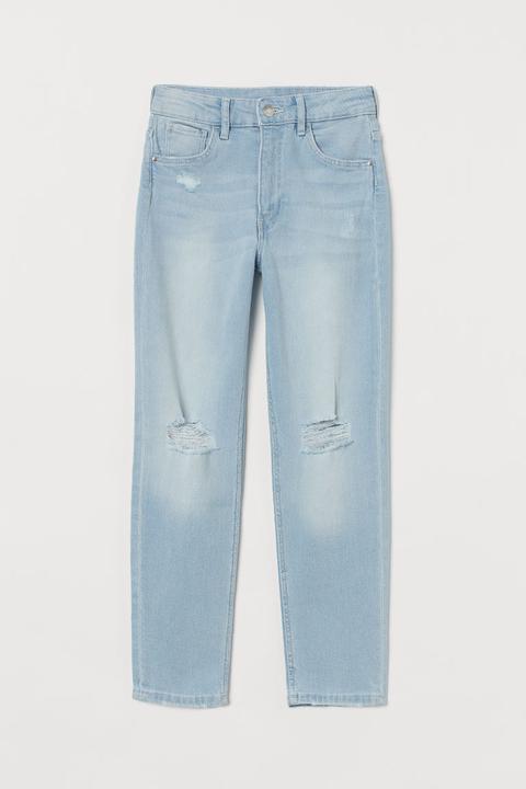 Relaxed Fit High Jeans - Bleu