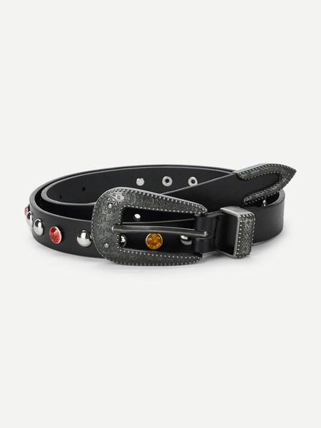 Cinturón Con Diseño De Tachuela Con Diamante De Imitación