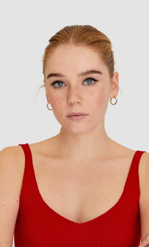 Stradivarius Top Détail Ondulé Femme Rouge S