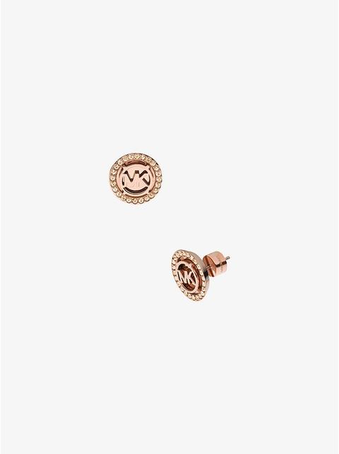 Logo Rose Gold-tone Stud Earrings