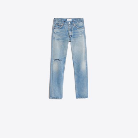 Jeans Standard Strappati Sul Ginocchio