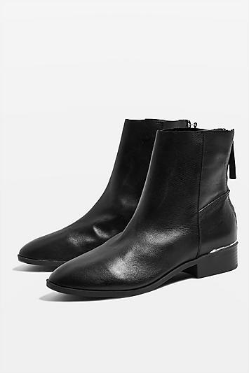 Koko Unlined Flat Leather Boots - Schwarz