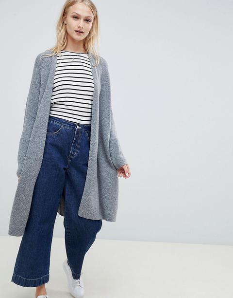 Asos Design - Cardigan Ecologico Oversize In Filato Peloso - Grigio