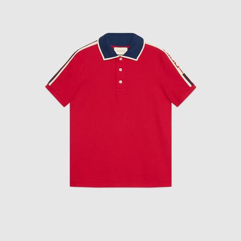 cotton polo with gucci stripe